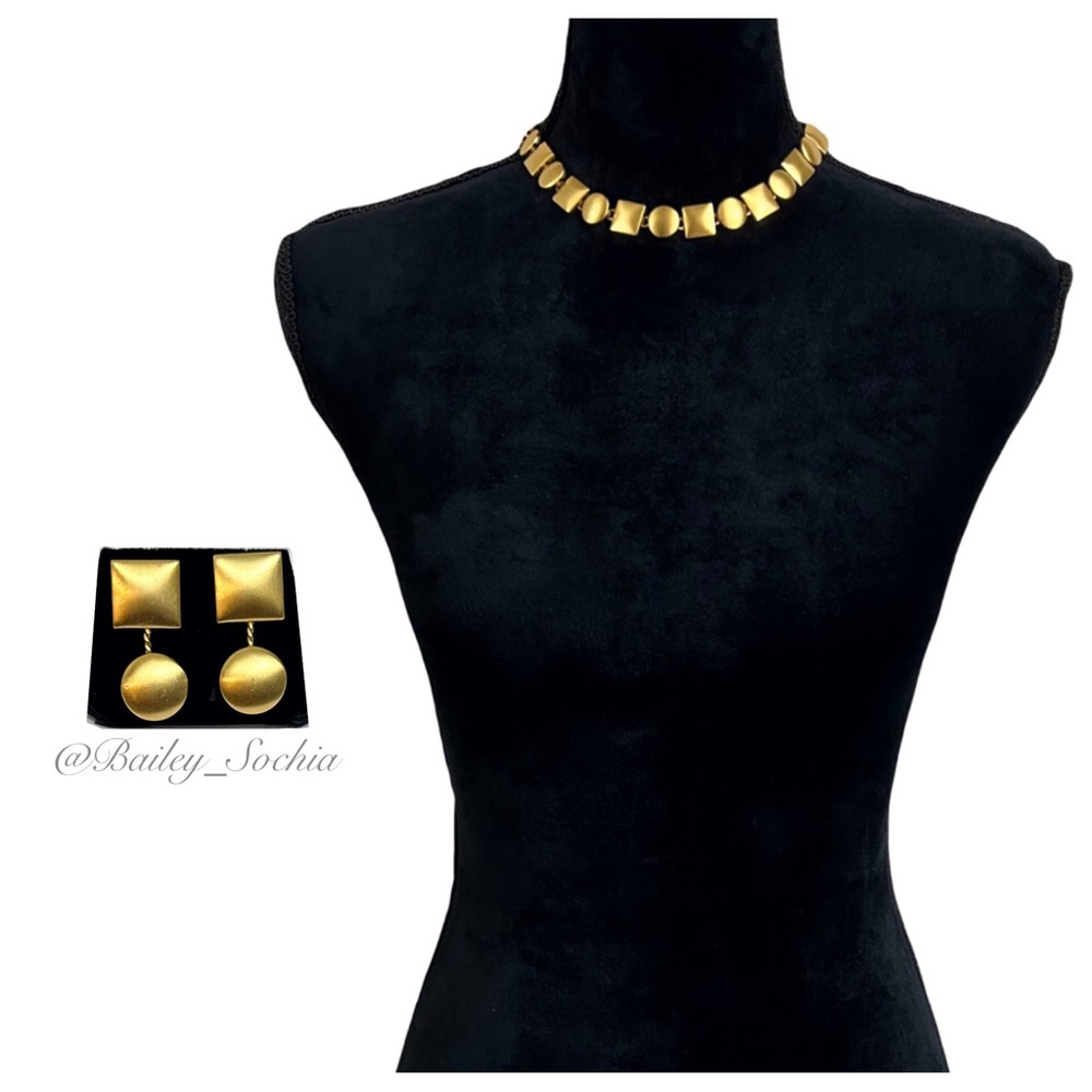 Vintage Anne Klein Geometric Necklace & Earring Set